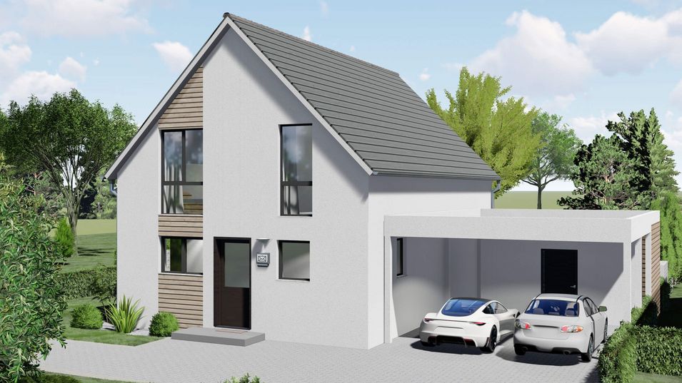 3D-Visualisierung des Einfamilienhausbeispiels 1