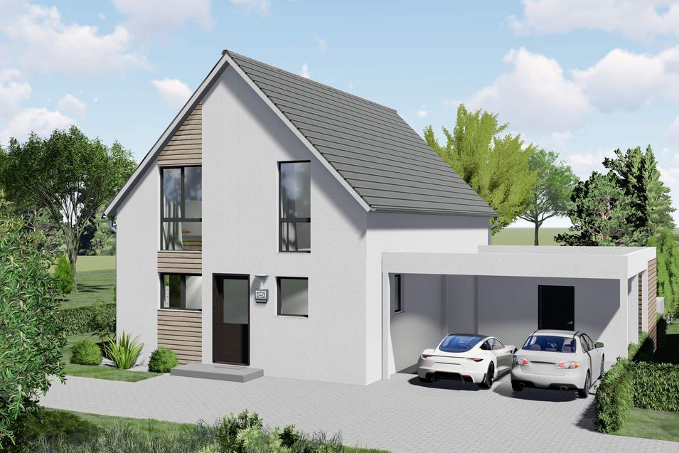 3D-Visualisierung des Einfamilienhausbeispiels 1